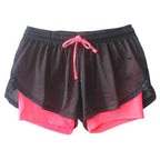 Generiske Mesh Dobbelt Lag Kvinders Træningsshorts Trendy Snøre Elastisk Talje Sports Shorts Sommer Fitness Yoga Træningsbukser Kvinders Sommer Tøj Hot Pink S