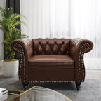 AVZEAR Chesterfield Loveseat Sofa, Upholstered Sofa Modern 2 Seater Couch Sofa Set Style Button Tufted, Mid-Century PU Chesterfield Sofa for Living Room Apartment, PU Black