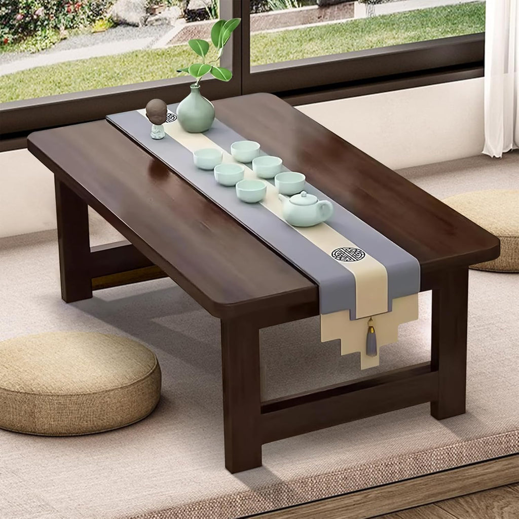 Japanese Floor Sitting Table, Folding Wood Tea Table Chabudai Japanese Coffee Table Low Table for Living Room Home Tatami Office (A 31.5 * 15.7 * 11.8 INCH)