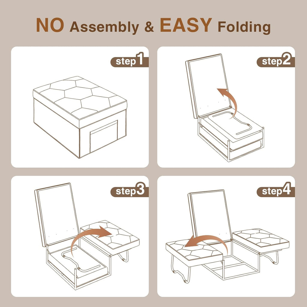 4 in 1 Sleeper Chair, Convertible Sleeper Sofa with Ottoman, Ottoman Bed for Adults, Sofa Bed with Adjustable Backrest for Living Room Apartment Office, Dark Grey