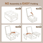 4 in 1 Sleeper Chair, Convertible Sleeper Sofa with Ottoman, Ottoman Bed for Adults, Sofa Bed with Adjustable Backrest for Living Room Apartment Office, Dark Grey