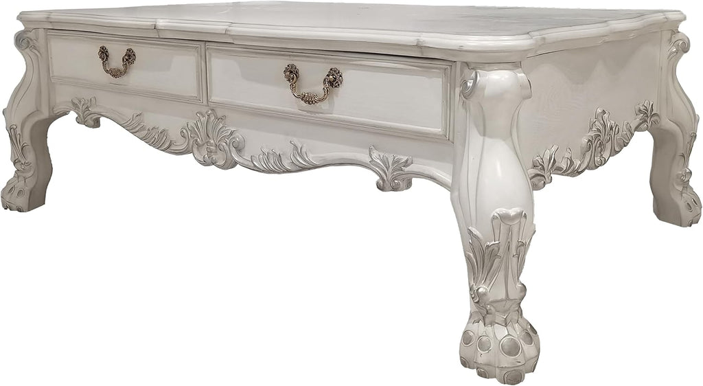 Acme Dresden 2 Drawers Coffee Table in Bone White