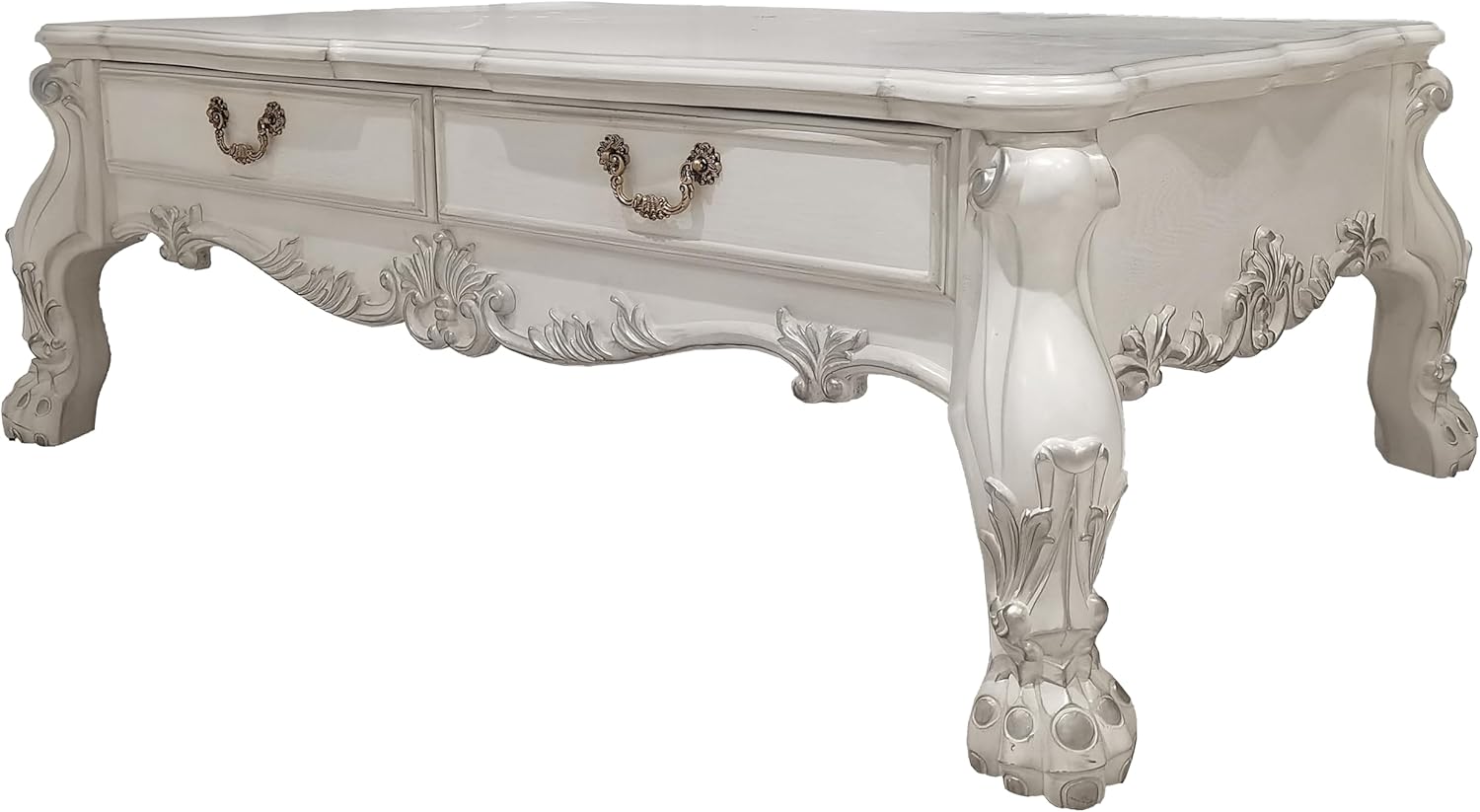 Acme Dresden 2 Drawers Coffee Table in Bone White