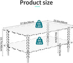 Acrylic Coffee Table, 2-Tier Living Room Table with Storage, Center Table Mid-Modern Century for Living Room, Easy to Assemble (Clear, 37.8“×23.6“×15.7”)