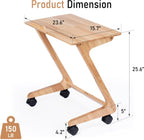 TV Tray Table, TV Dining Table with Casters for Small Spaces, Solid Wood End Table, Sofa Couch Side Table Removable Snack Tray for Coffee Bed Sofa Eating Writing Reading Living Room Bedroom