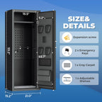 Greenvelly 10-14 Waffenschrank für Gewehre und Pistolen, feuerfester Waffenschrank mit Schnellverschluss, verstellbaren Regalen und Taschen, abschließbarer Waffenschrank mit Gewehrhalterung für Zuhause und Schrotflinte (Schwarz)