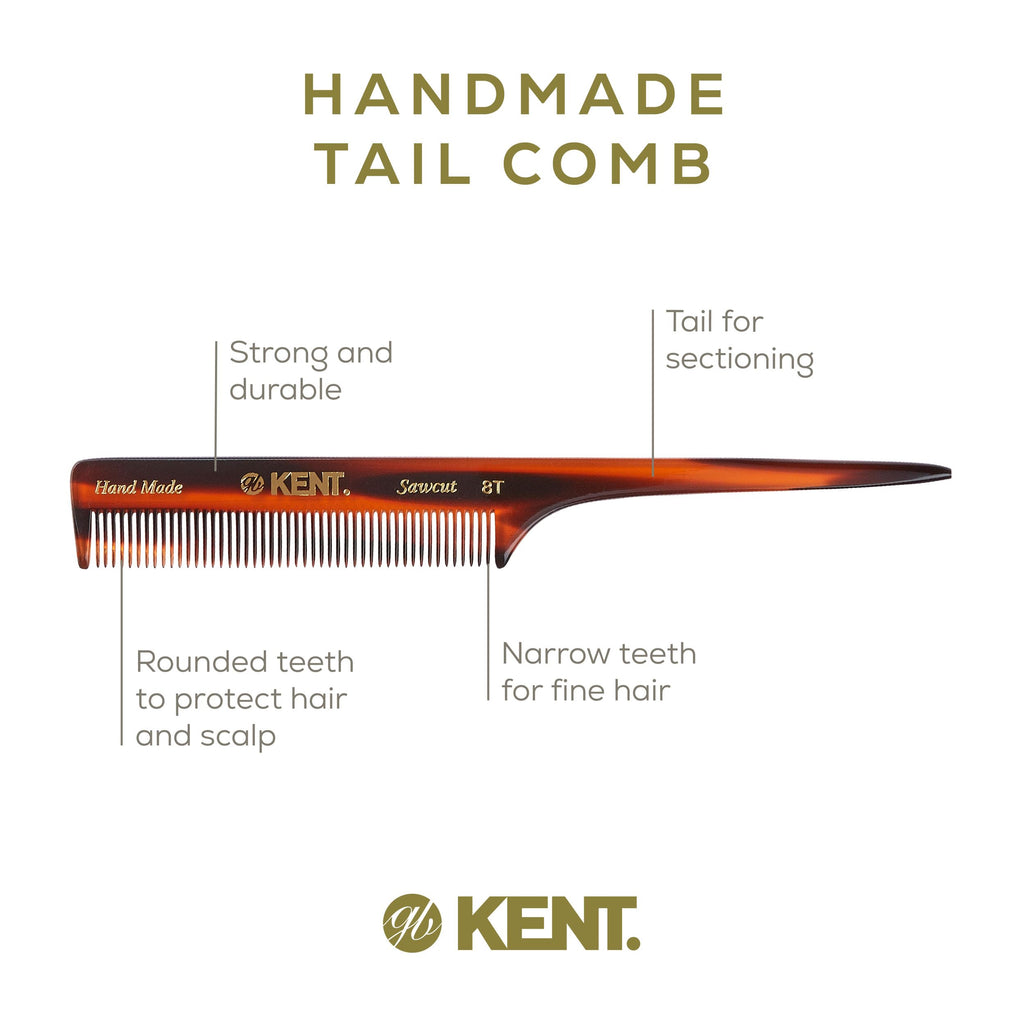 Exquisite Kent Fine Tail Comb -8T Hand-Made in England