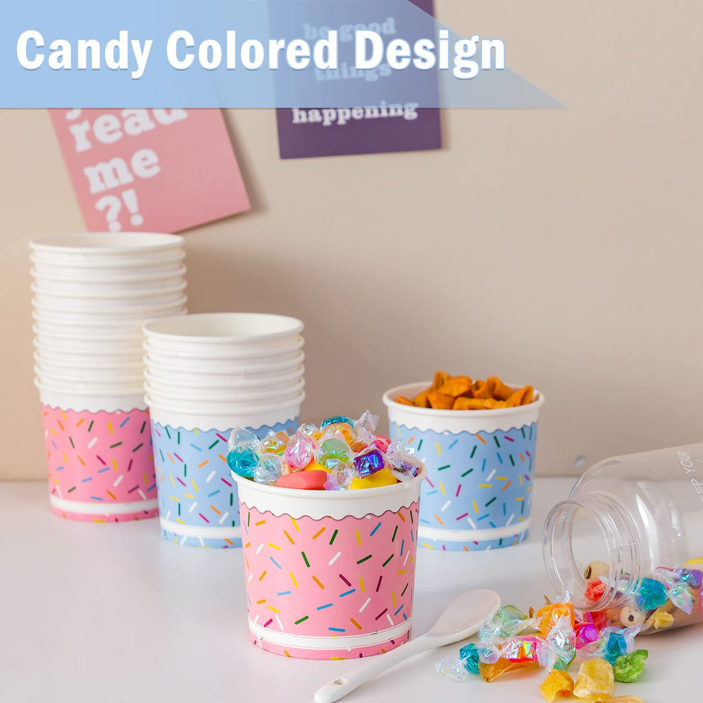Jednorazowe miseczki do lodów Lamosi - 100 sztuk - 11 oz papierowe kubki do lodów sundae, pojemniki na jedzenie na przyjęcia, na deser, przekąski, mrożony jogurt, zupę