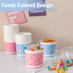 Jednorazowe miseczki do lodów Lamosi - 100 sztuk - 11 oz papierowe kubki do lodów sundae, pojemniki na jedzenie na przyjęcia, na deser, przekąski, mrożony jogurt, zupę