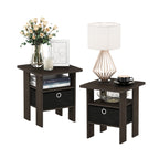 Furinno Andrey Set of 2 End Table / Side Table / Night Stand / Bedside Table with Bin Drawer, French Oak Grey