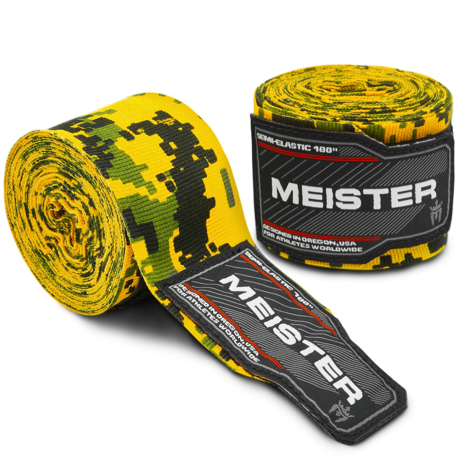 Meister Adult 180" Semi-Elastic Hand Wraps for MMA & Boxing (Pair)