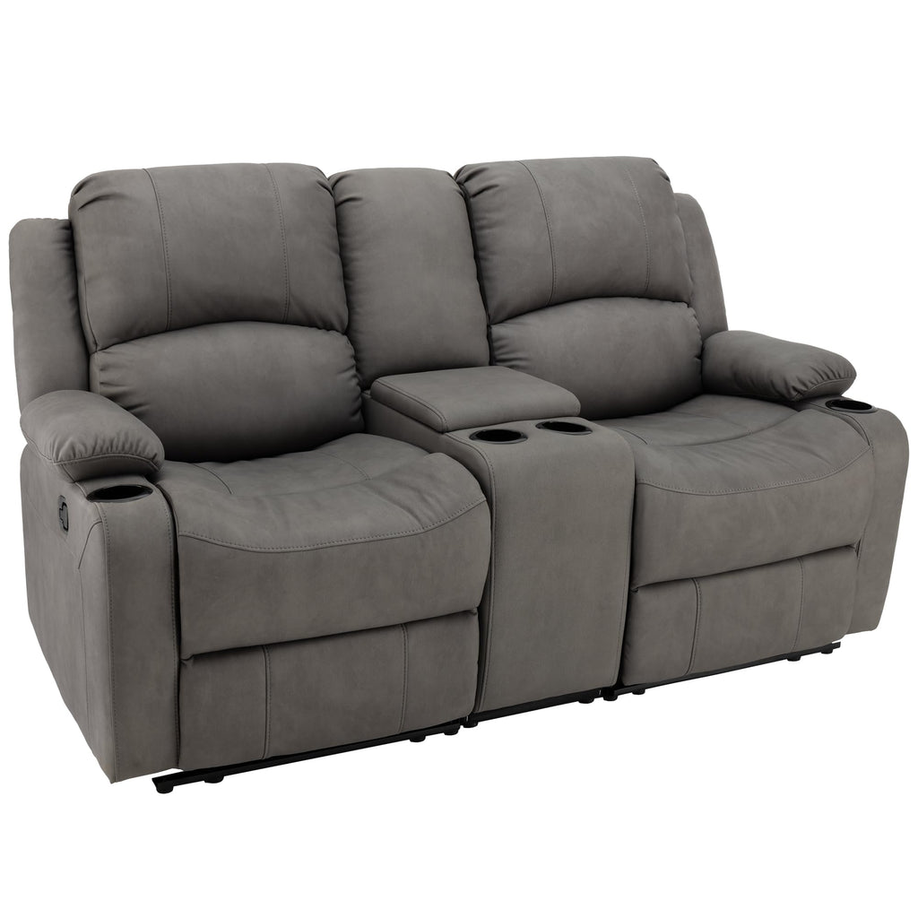 67" Wall Hugger Reclining | RV Theater Seats | Double Recliner RV Sofa & Console | RV Couch | RV Theater Seating | RV Furniture (Manual, Chocolate)