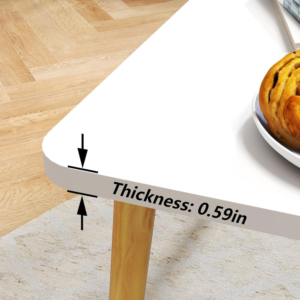 Square Coffee Table Low Table with 4 Solid Wood Sturdy Legs, Floor Table Desk for Sitting on The Floor, Storage and Living Room Furniture (White)