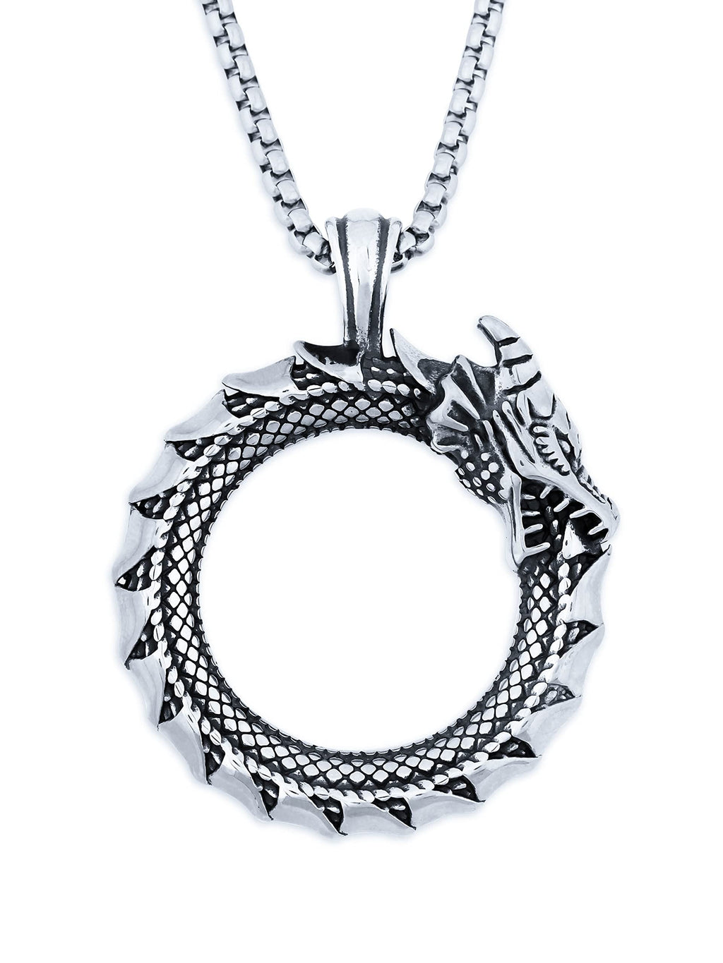 HAQUIL Dragon Necklace, Ouroboros Serpent Dragon Pendant, Dragon Jewelry Gift for Men and Women