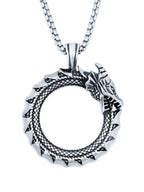 HAQUIL Dragon Necklace, Ouroboros Serpent Dragon Pendant, Dragon Jewelry Gift for Men and Women