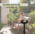 Wood Round Side Table, Small End Table, Plant Stand, Coffee ＆ Drink Table for Living Room,Patio, Bedside, Balcony, Indoor/Outdoor Use (Black)