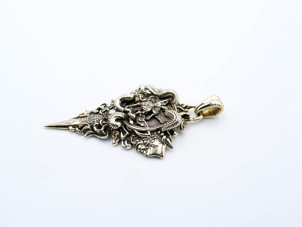 Saint Michael Pendant with Snake St Michael The Archangel Christian Brass Jewelry BR-636