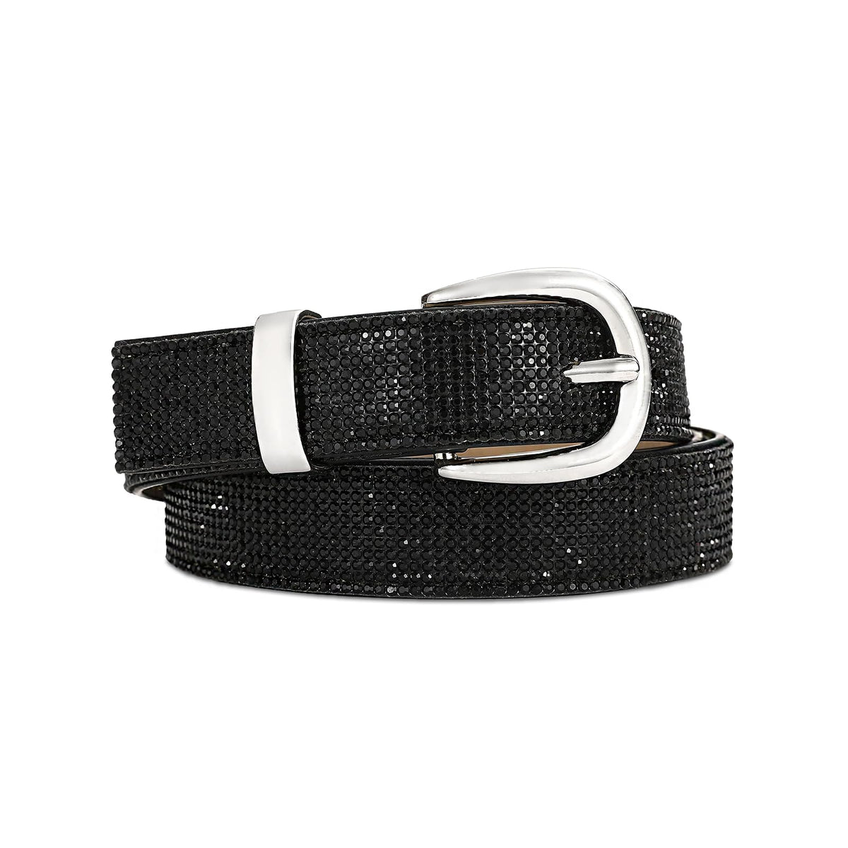RISANTRY Rhinestone Belt for Women, Black Sparkly Diamond Belts for Womens Dresses, Ladies Glitter Belts for Jeans