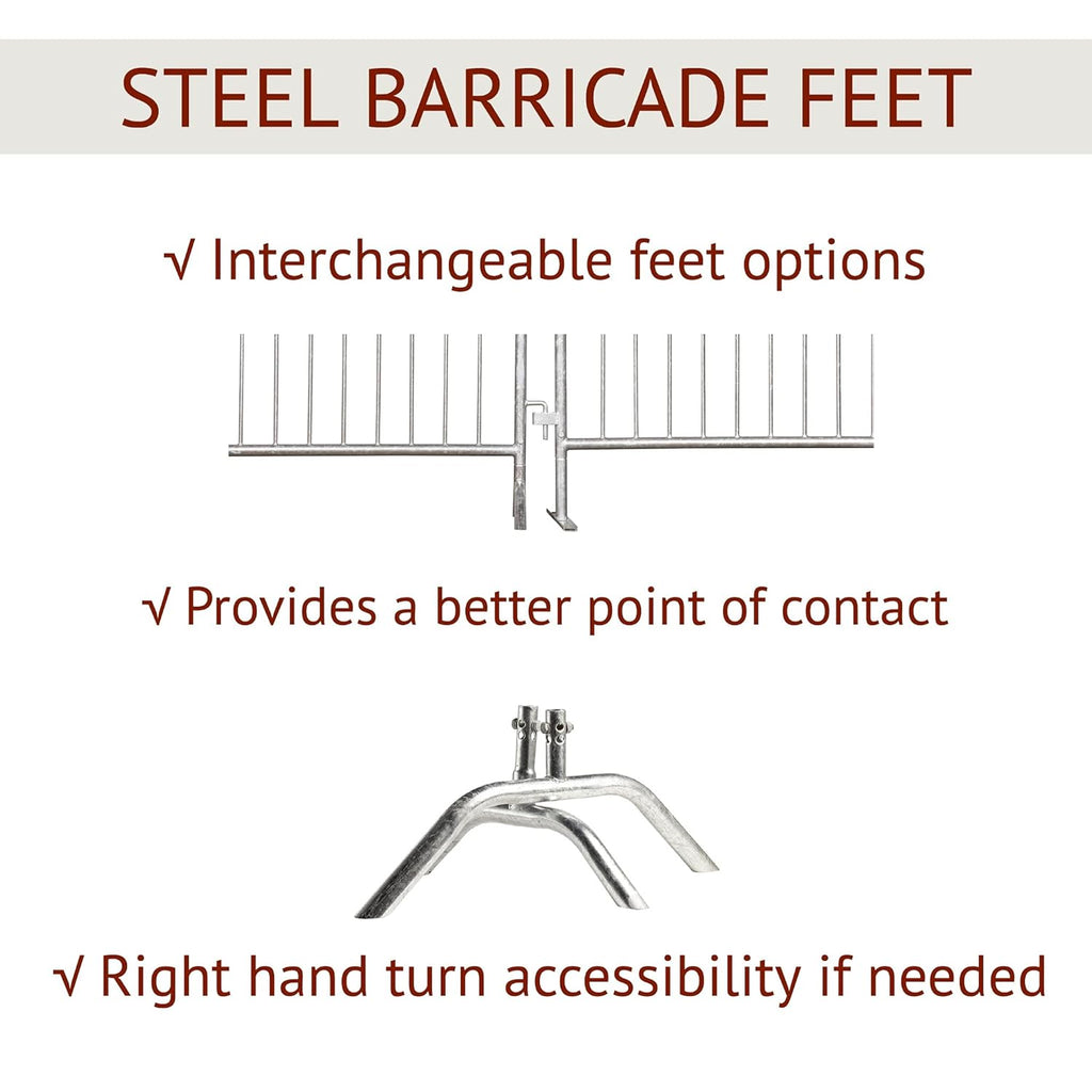 Angry Bull Barricades Metal Interlocking Steel Barricade (8.5 Ft. Heavy Duty, Bridge Feet, Grey Powder Coated, Set of 20)