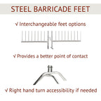 Angry Bull Barricades Metal Interlocking Steel Barricade (8.5 Ft. Heavy Duty, Bridge Feet, Grey Powder Coated, Set of 20)