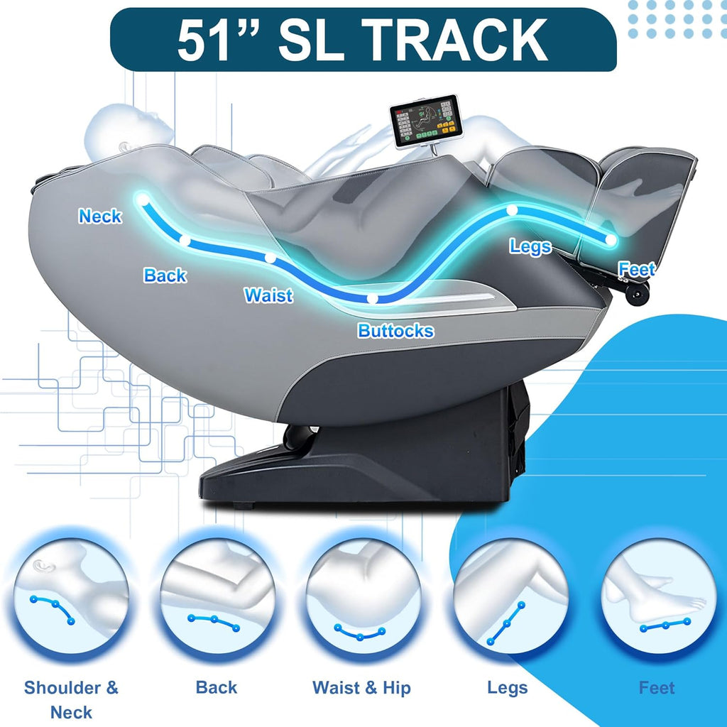Massage Chair, 3D Massage Chair Full Body, Zero Gravity Shiatsu Recliner W/Heating, SL Track, Wireless Charger, Bluetooth Speaker, Foot Rollers, 12 Auto Modes Air Compression