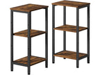 Tall End Table with Charging Station, 3 Tier Narrow Tall Nightstand with Storage, Slim Side Table with USB Ports and Outlets for Bedroom, Living Room, Office, Rustic Brown and Black