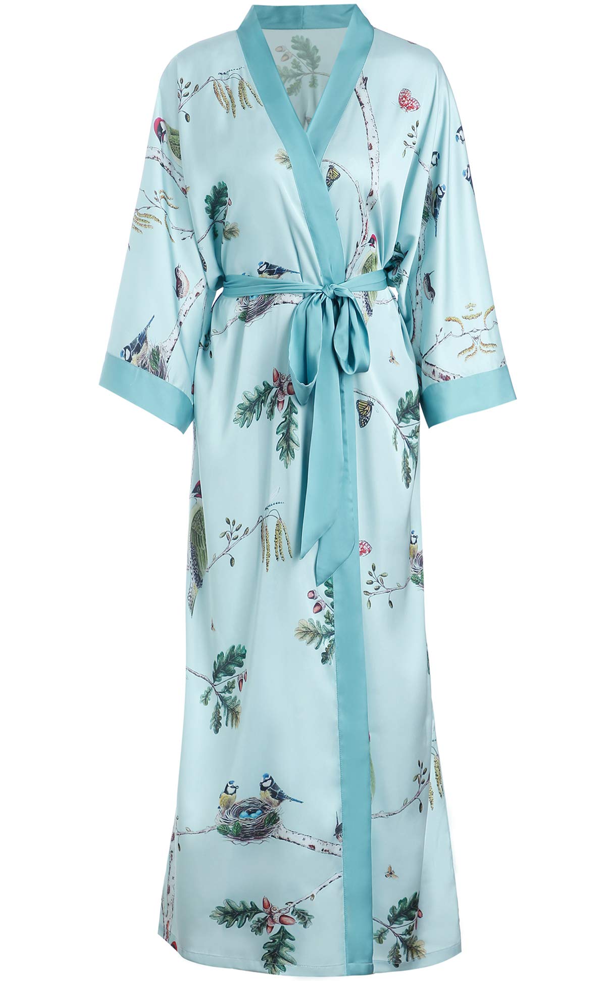 Aensso Long Soft Lightweight Silky Kimonos Robes for Women, Luxury Japanese Floral Womens Kimono Robe