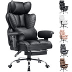 COMHOMA Big and Tall Office Chair 400LBS Wide Ergonomic Gaming Chair with Deluxe Embossing Designed Leather with Foot Rest,150°Reclining Adjustable Armrests Pocket Spring Back Support and Pillow