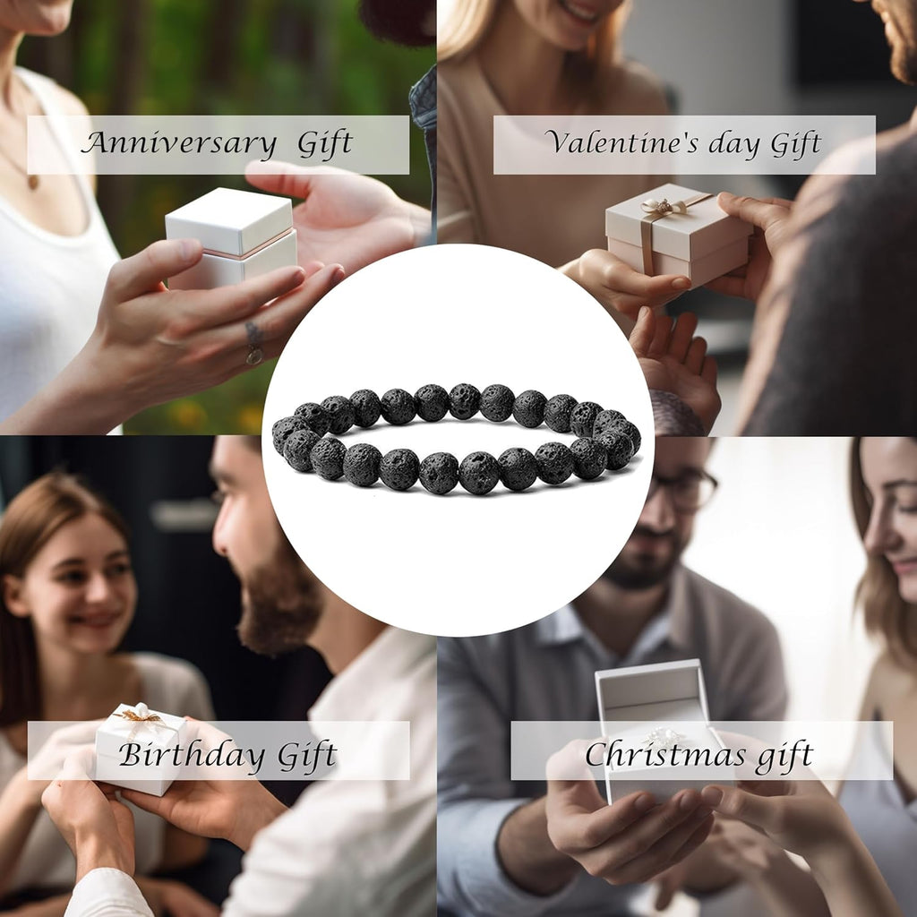 Lava Rock Protection Handmade Bracelets For Men Women Attract Wealth Chakra Feng Shui Stretchy Beaded Bracelets Lucky Anxiety Bracelets For Women (lava)