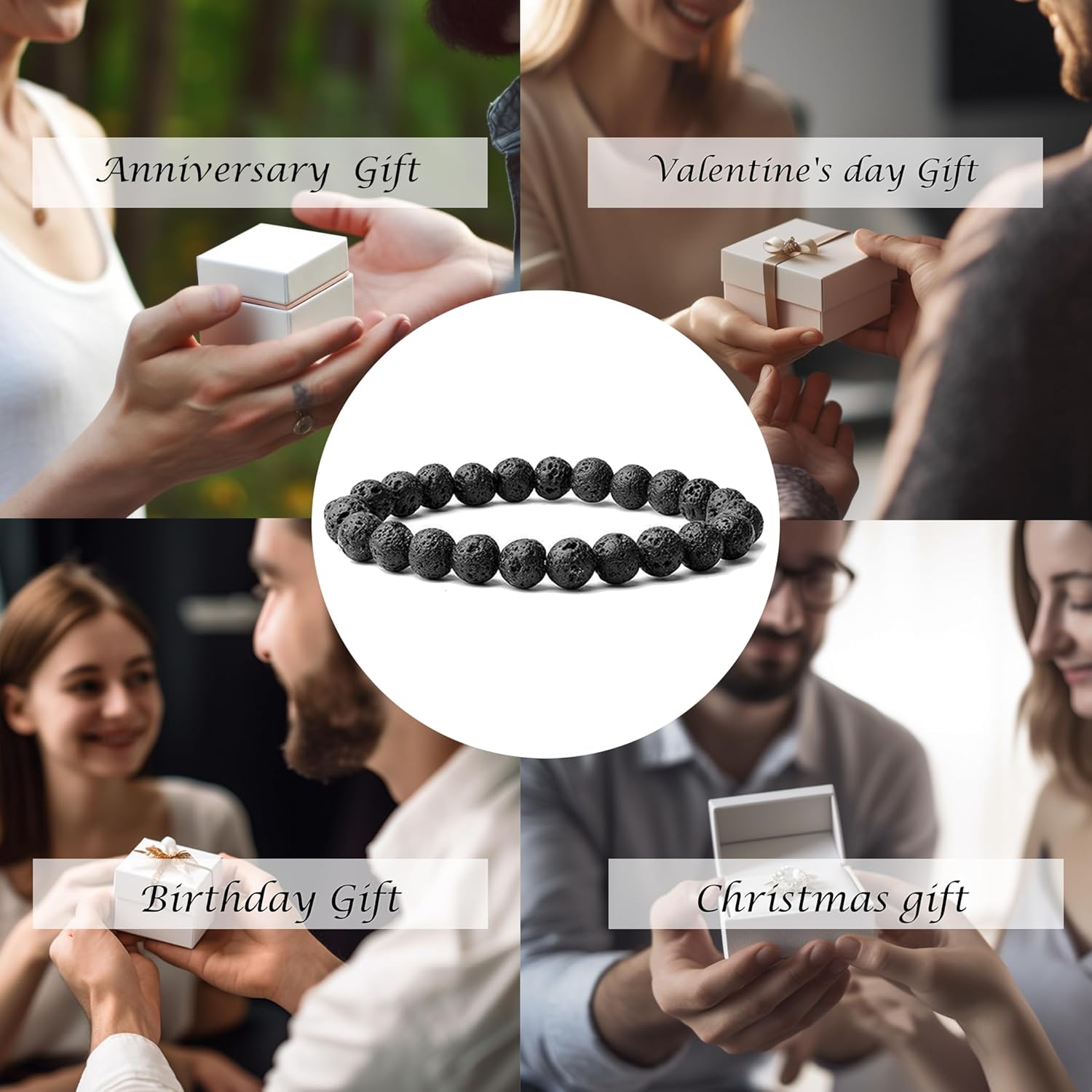 Lava Rock Protection Handmade Bracelets For Men Women Attract Wealth Chakra Feng Shui Stretchy Beaded Bracelets Lucky Anxiety Bracelets For Women (lava)