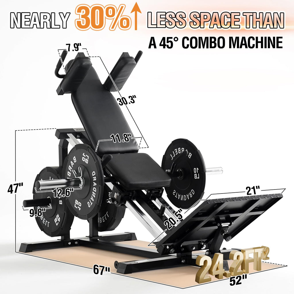 Mikolo Leg Press Hack Squat Machine, 30-Degree Compact Leg Press Machine for Home Gym, Hack Squat Machine with Removable Shoulder Pad, Lower Body Workout Equipment ( Combo Machine)