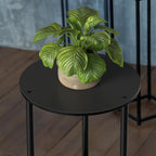 MOOACE End Tables Set of 2, Small Side Table, 2-Tier Nightstand with Storage Shelves, Round Sofa Bedside Table Coffee Desk for Living Room, Bedroom, Bathroom, Office, Black