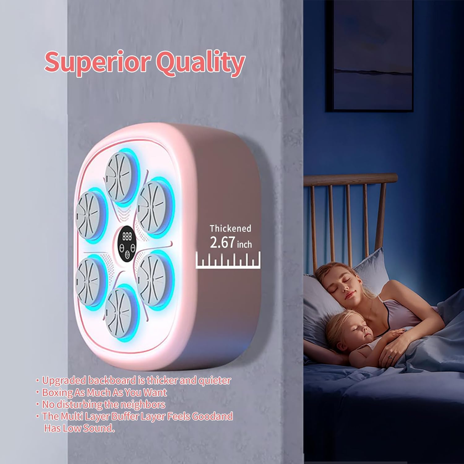 2025 Smart Wall-Mounted Music Boxing Machine with Gloves, Pink - Home Gym Workout Equipment for Indoor Fitness Training, Boxing Punching Bag for Women & Men