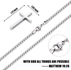 Fiusem Cross Necklace for Men, Inspirational Bible Verse Cross Chain for Men, Stainless Steel Box Necklace
