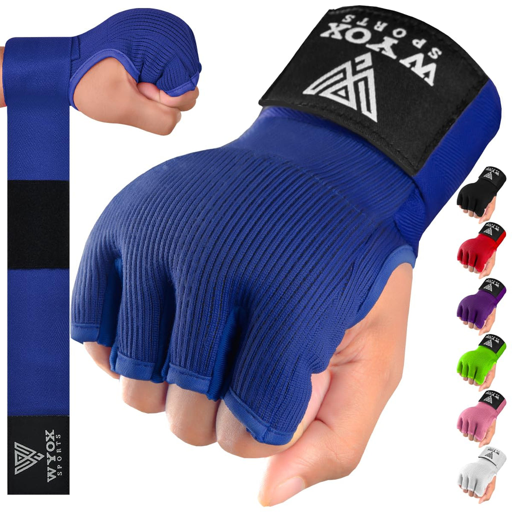 WYOX Gel Boxing Hand Wraps Inner Gloves for Men & Women – 80cm Quick Wrist Strap, Padded Knuckle Support, Fingerless MMA Muay Thai Kickboxing Wraps for Training, Punching & Martial Arts