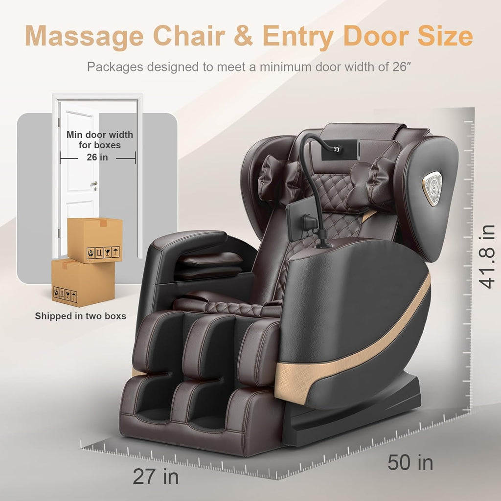 2025 Massage Chair Full Body, Zero Gravity Massage Chair with 10 Fix Rollers, Heating, Foot Massage, Auto Modes, Bluetooth Speaker, Touch Screen Controller