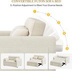 DWVO 3-in-1 Convertible Sofa Bed, 55" Sleeper Sofa with Pull-Out Bed, Cat-Scratch-Proof Fabric Futon Couch with Adjustable Backrest and Side Pocket, Loveseat for Living Room Apartment, Beige