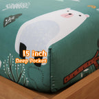 ست ملحفه کودکان یونیکورن صورتی JSD، سایز تویین، ۳ تکه، ملحفه‌های رختخواب میکروفایبر چاپ شده با طرح رنگین کمان برای دختران، جیب عمیق