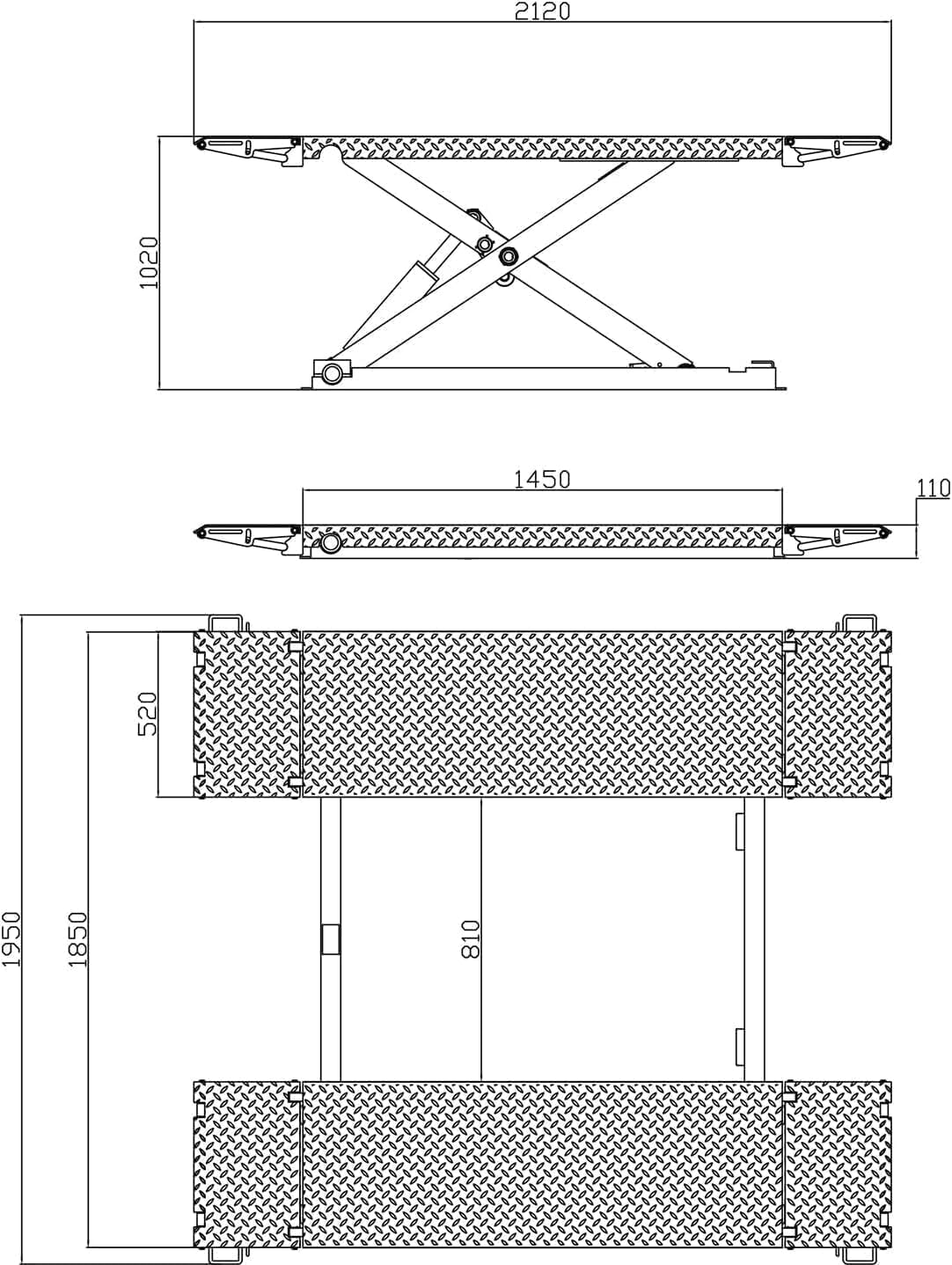 KATOOL Mid Rise Scissor Lift 110V Power Mid-Rise Car Lift Max. Lifting Height 41.25" X85-110V