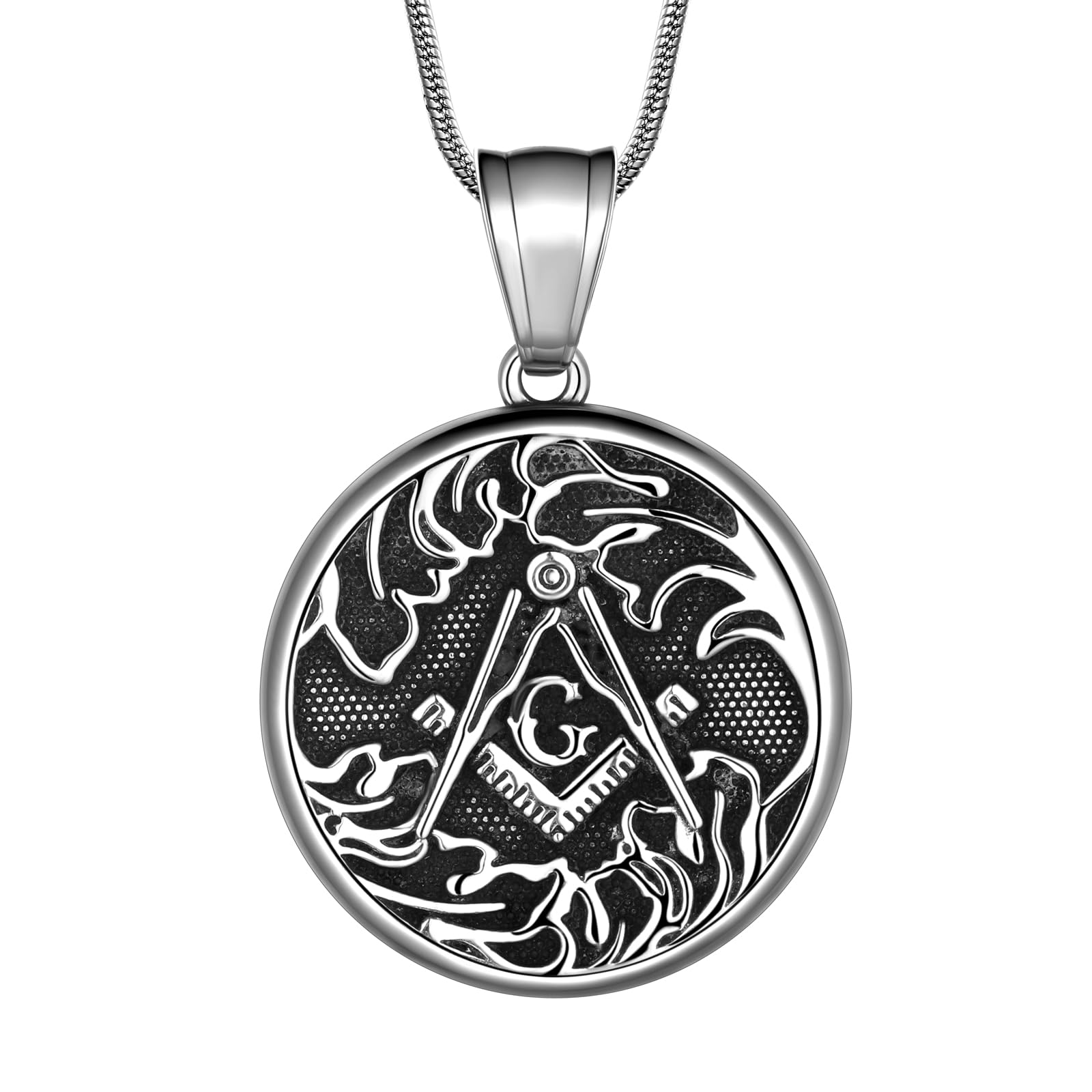 Celtic Knot Necklace Viking Pendant - Celtic Norse Triple Odin Horns Crescent Moon of Oden Horn Necklace Mens 316L Stainless Steel Triskelion Amulet Pewter Tribal Protection Viking Triskele Jewelry