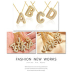 Z ZACHÉ 18k Gold Plated Bubble Letter C Necklace Women Cubic Zirconia Balloon Initial Necklace Cute Puffy Monogram Necklace