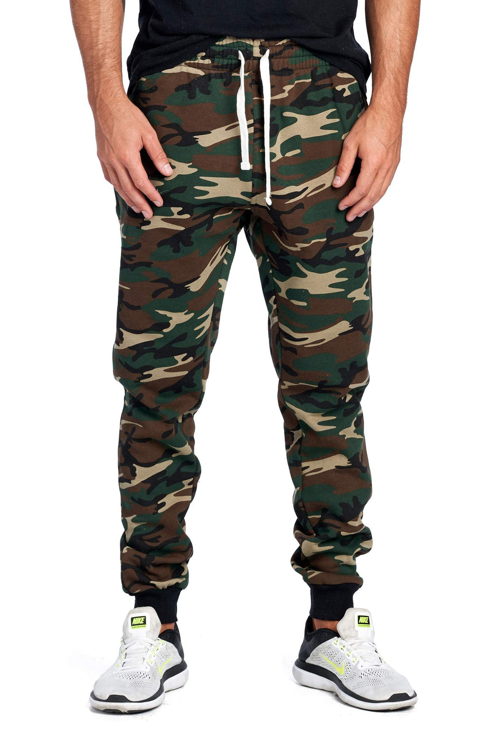 PROGO USA Men's Joggers Sweatpants Basic Fleece Marled Jogger Pant Elastic Waist (Medium, Forest Camouflage) - Grand Goldman