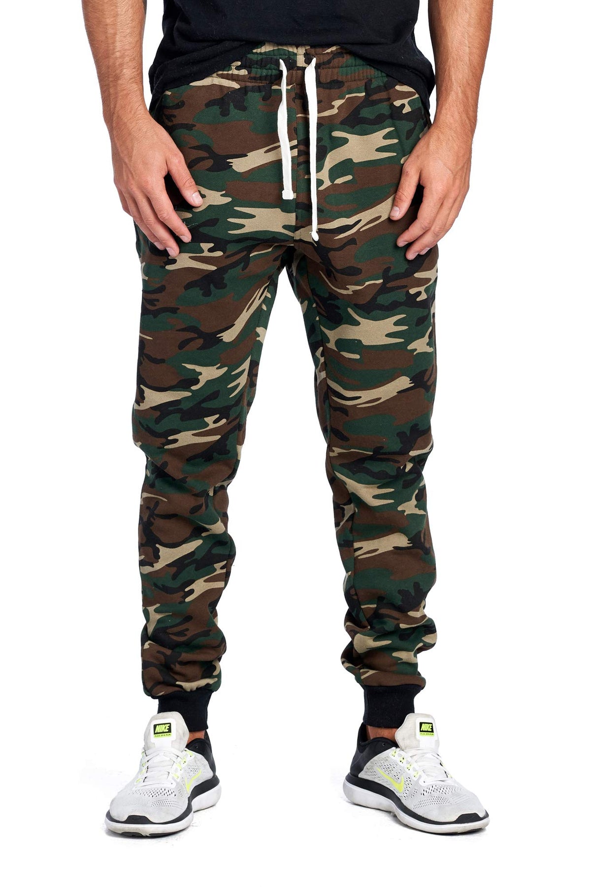 PROGO USA Men's Joggers Sweatpants Basic Fleece Marled Jogger Pant Elastic Waist (Medium, Forest Camouflage) - Grand Goldman