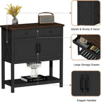 ChooChoo Farmhouse Console Table, Entryway Table with Storage Shelf, Coffee Bar Cabinet, Narrow Buffet Sideboard for Kitchen, Hallway, Living Room, Black