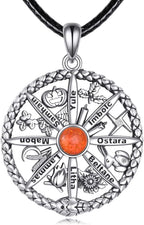 YAFEINI Wheel of the Year Necklace Sterling Silver Ouroboros Necklace Wheel of the Year Sabbat Calendar Pagan Jewelry for Women