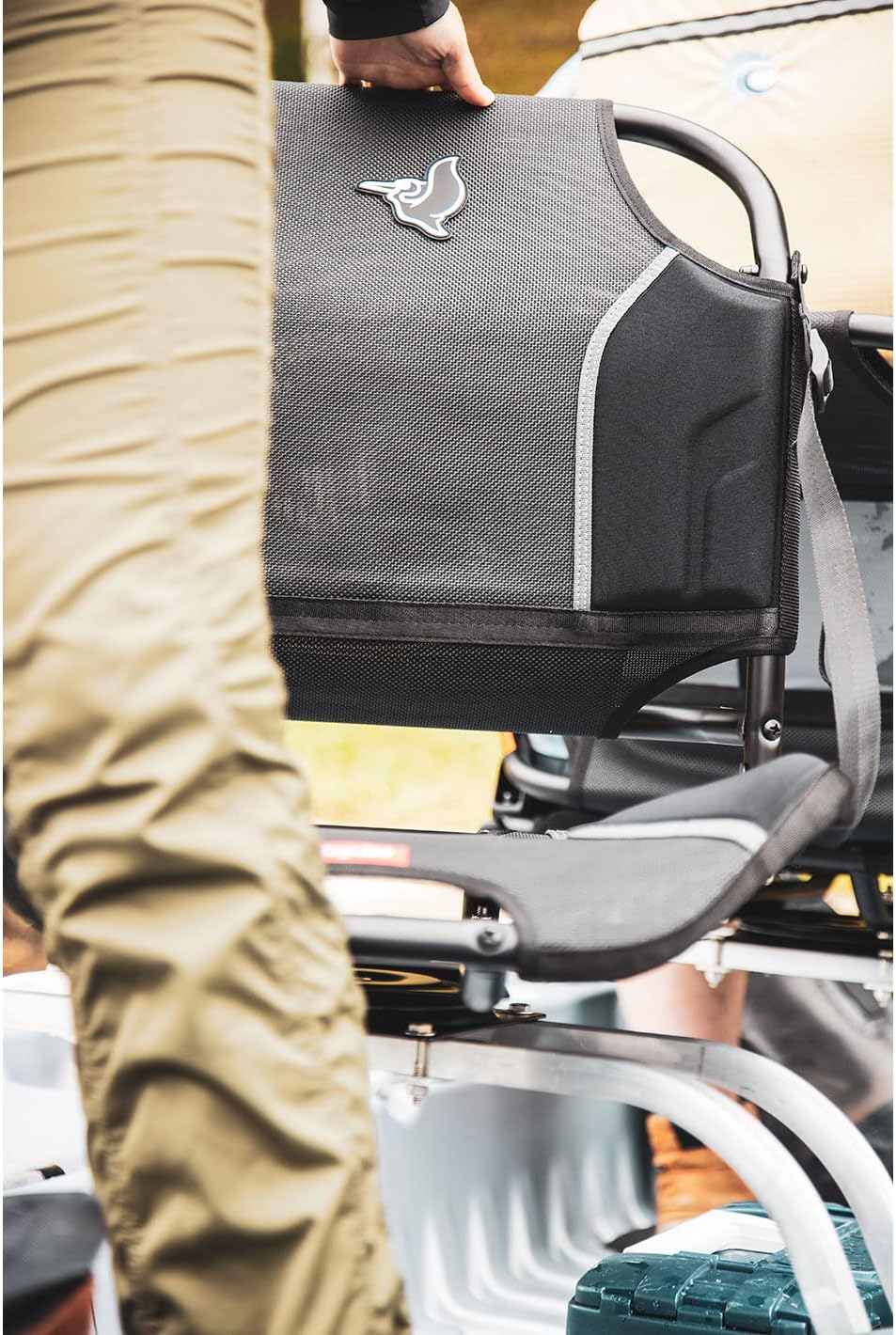 Pelican Ergo360 Swivel Boat Seat - Premium Fishing Seat - Adjustable Backrest - Bass Raider Compatible - Black