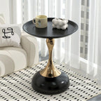 Elegant Modern Side Table - Featuring a Unique Hourglass Design, Ideal for use in Living Rooms, cafes, Dining Rooms, bedrooms, and Outdoors - a Fashionable Decoration (1, Off White)