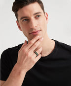 TIGRADE 8MM Abalone Shell Titanium Rings Wedding Bands Comfort Fit Size 6-14