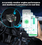 OBD2 Scanner Reader Bluetooth Wireless Auto Diagnostic Scan Tool for iOS & Android for Performance Test Bluetooth 5.4 Car Check Engine Car Code Reader, Clear Error Code Live Data Reset Exclusive APP