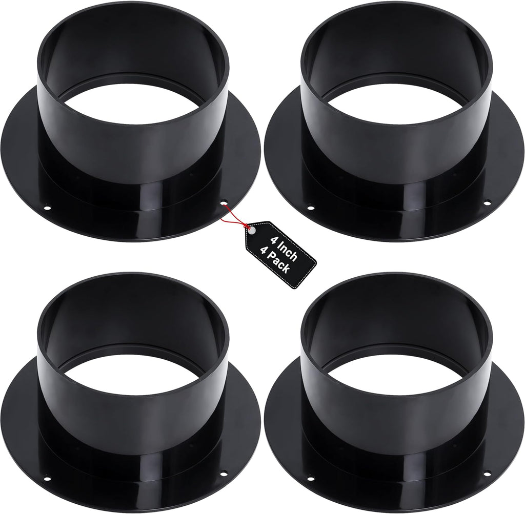 Duct Connector Flange 4 inch by Wadoy, 4 Pack ABS Quality Air Conditioner Exhaust Hose Flange Wall Mount for Heating Cooling Ventilation HVAC System Dryer Vent Wall Plate